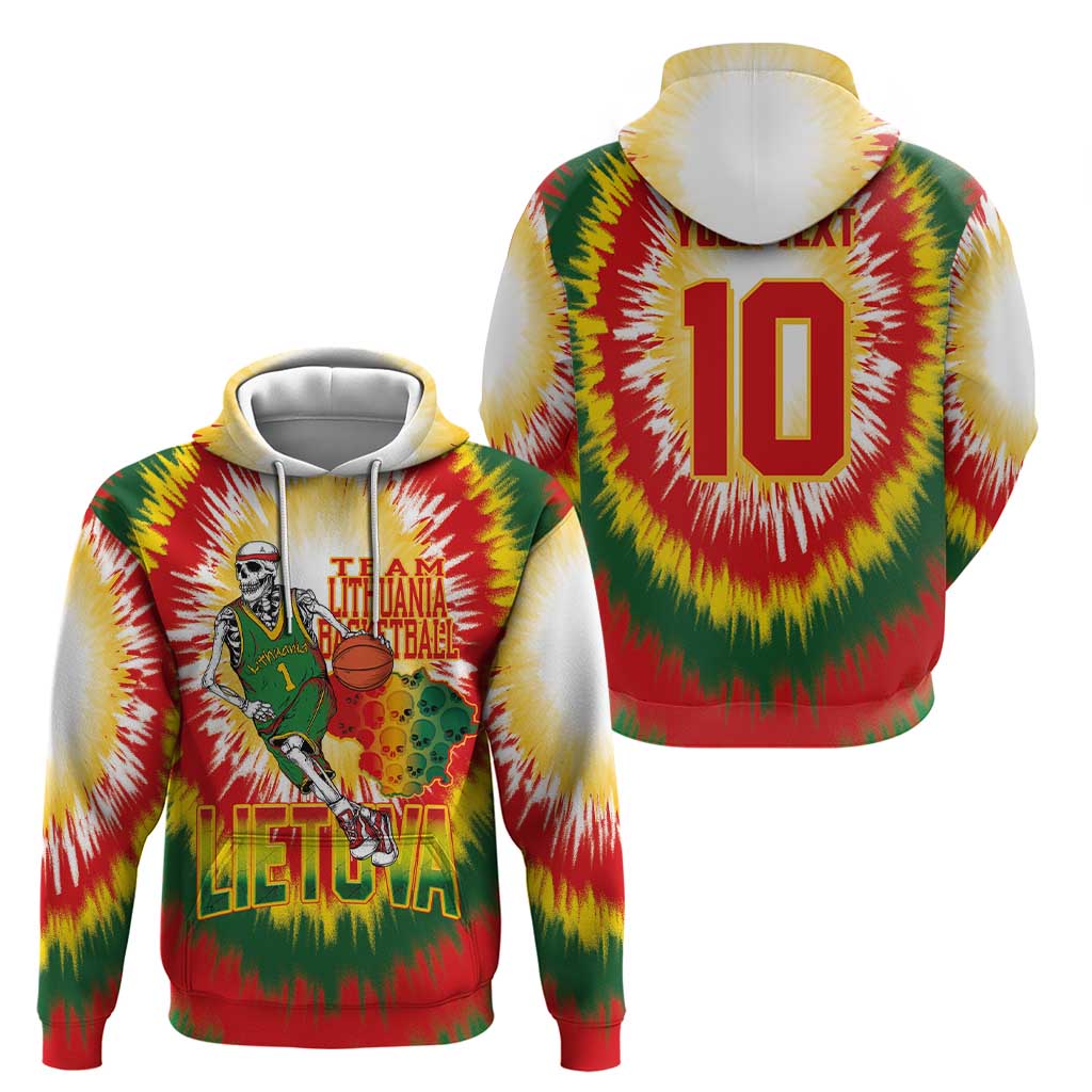 Custom Lithuania Basketball Hoodie Champions Skeleton of The Baltic Tie Dye Style LT03