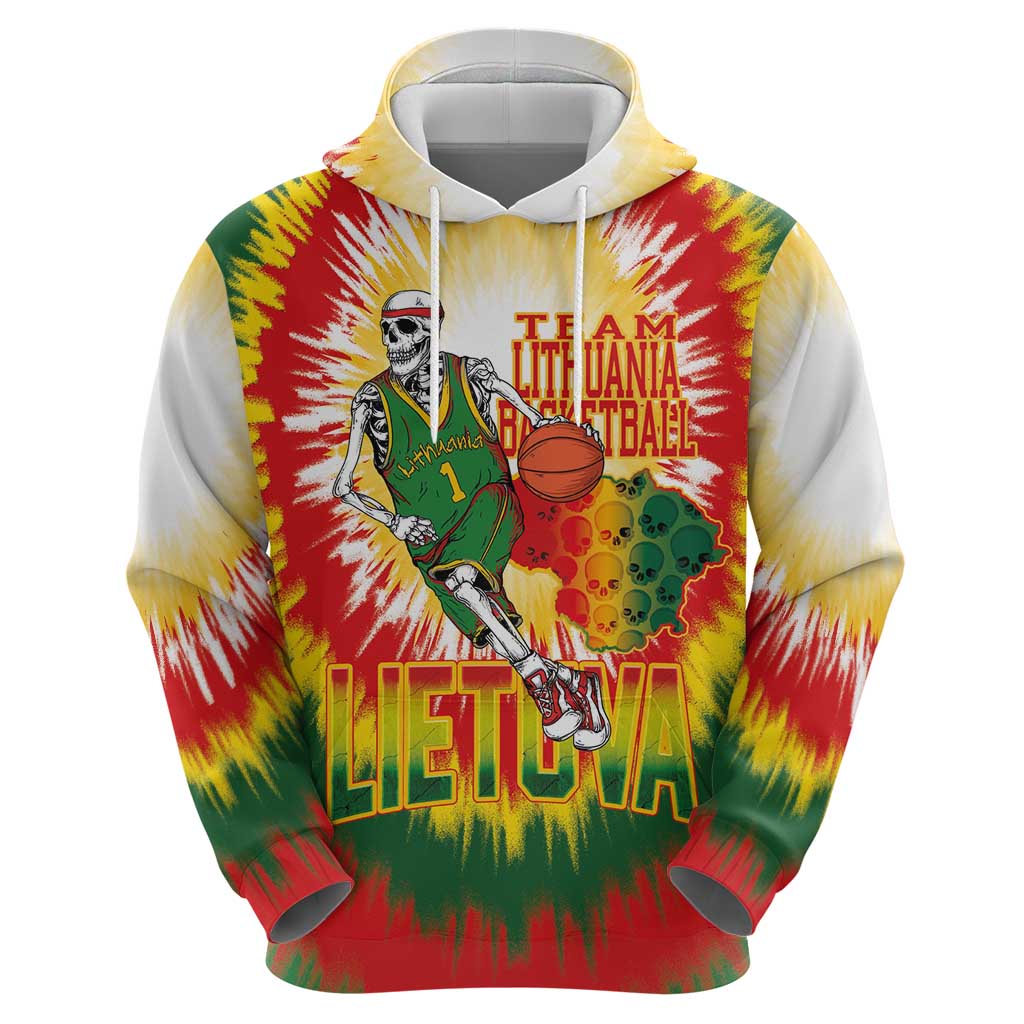 Custom Lithuania Basketball Hoodie Champions Skeleton of The Baltic Tie Dye Style LT03