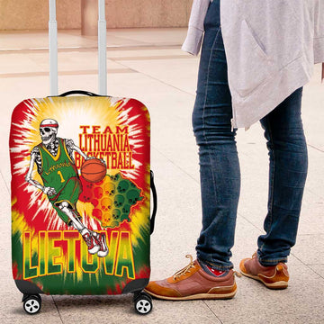 Lithuania Basketball Luggage Cover Champions Skeleton of The Baltic Tie Dye Style LT03
