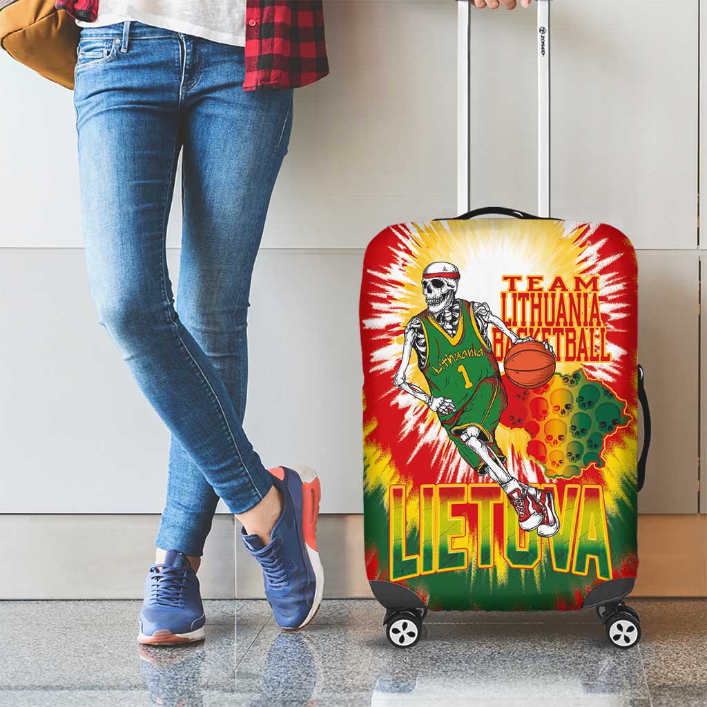 Lithuania Basketball Luggage Cover Champions Skeleton of The Baltic Tie Dye Style LT03