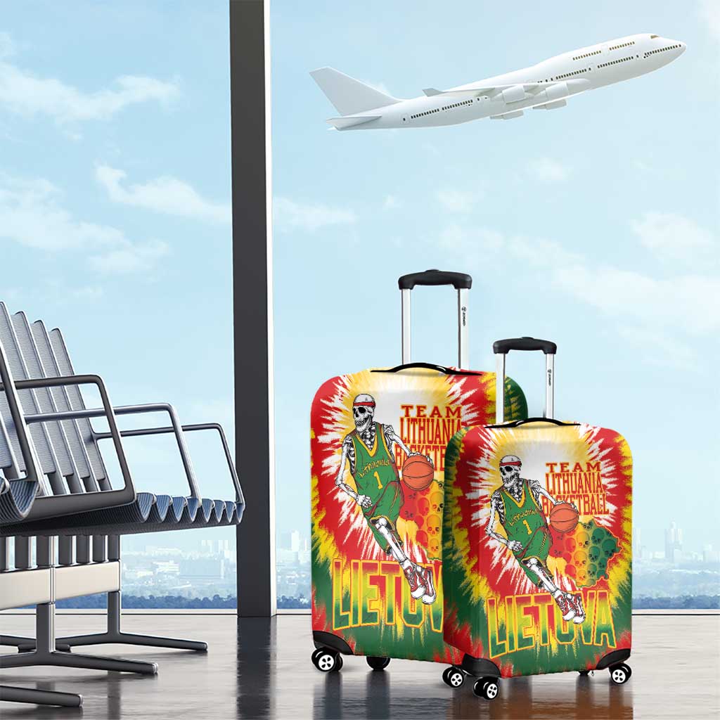 Lithuania Basketball Luggage Cover Champions Skeleton of The Baltic Tie Dye Style LT03