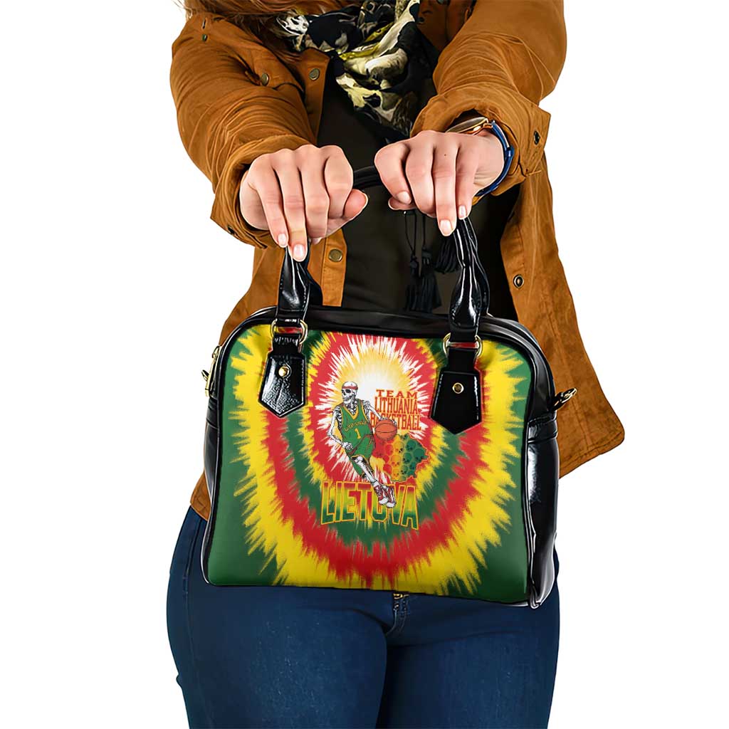 Lithuania Basketball Shoulder Handbag Champions Skeleton of The Baltic Tie Dye Style LT03