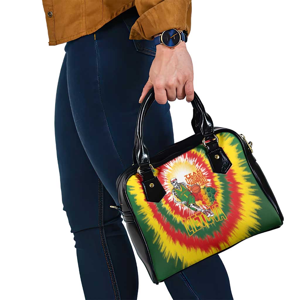 Lithuania Basketball Shoulder Handbag Champions Skeleton of The Baltic Tie Dye Style LT03