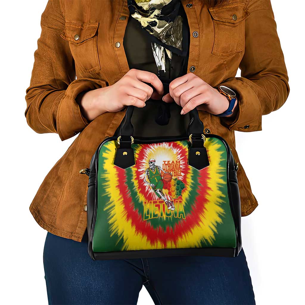 Lithuania Basketball Shoulder Handbag Champions Skeleton of The Baltic Tie Dye Style LT03