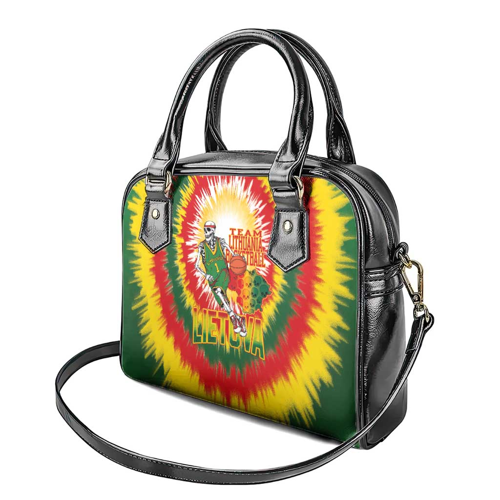 Lithuania Basketball Shoulder Handbag Champions Skeleton of The Baltic Tie Dye Style LT03