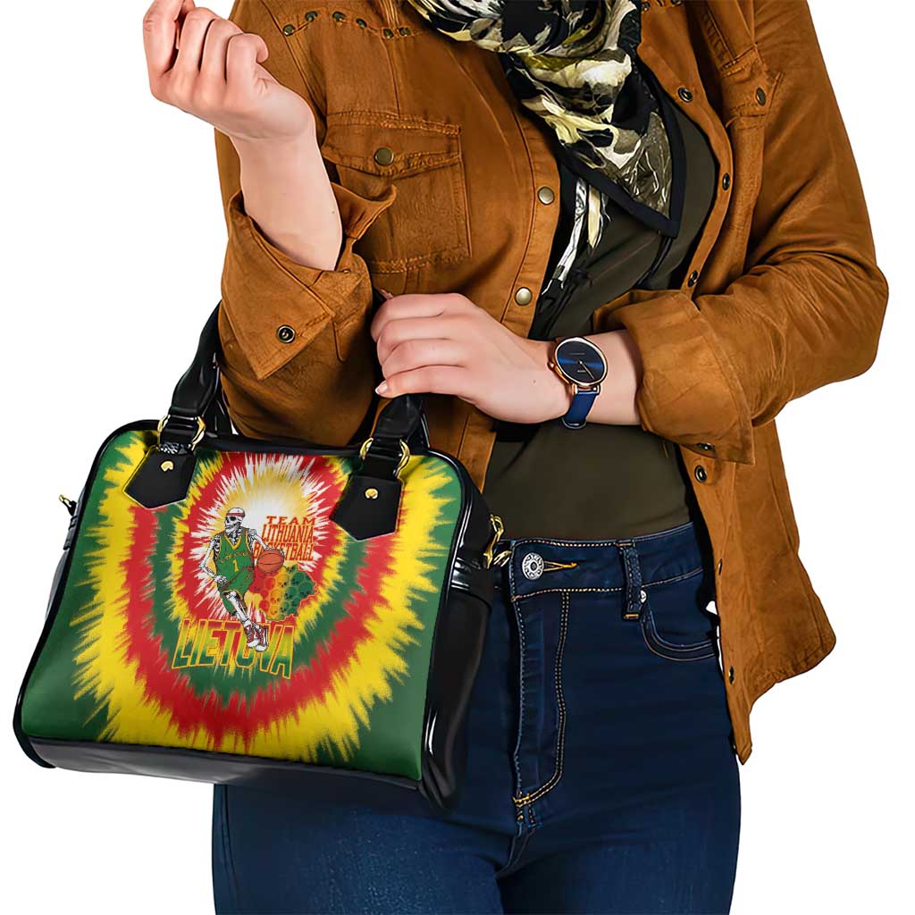 Lithuania Basketball Shoulder Handbag Champions Skeleton of The Baltic Tie Dye Style LT03