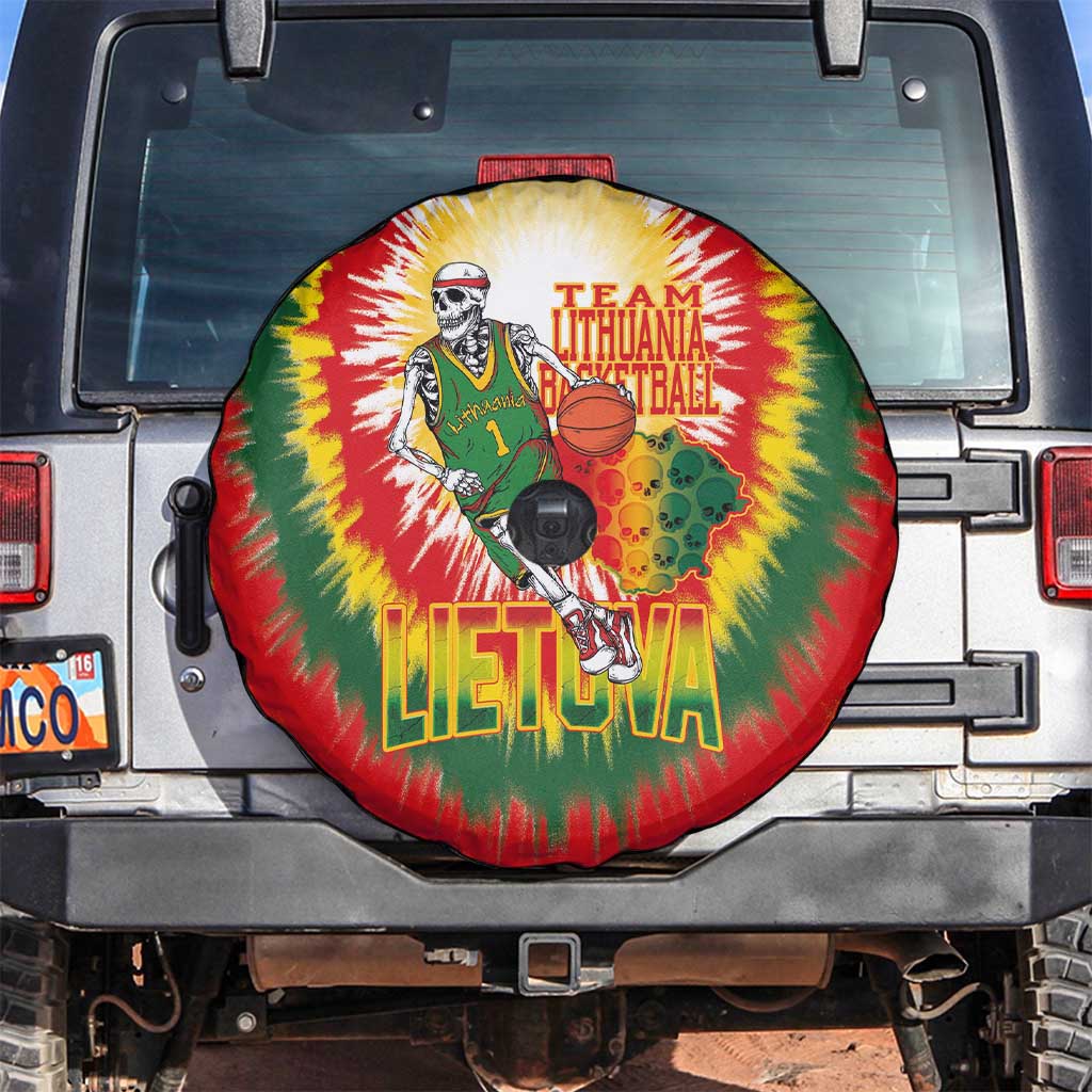 Lithuania Basketball Spare Tire Cover Champions Skeleton of The Baltic Tie Dye Style LT03