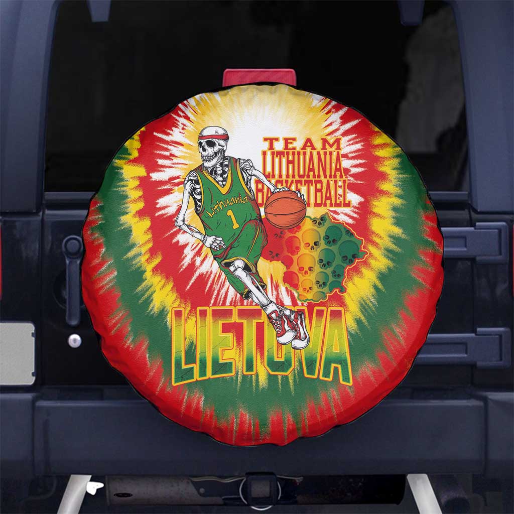 Lithuania Basketball Spare Tire Cover Champions Skeleton of The Baltic Tie Dye Style LT03