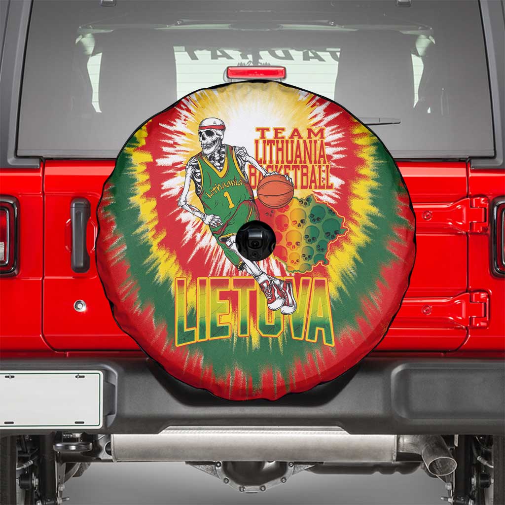 Lithuania Basketball Spare Tire Cover Champions Skeleton of The Baltic Tie Dye Style LT03