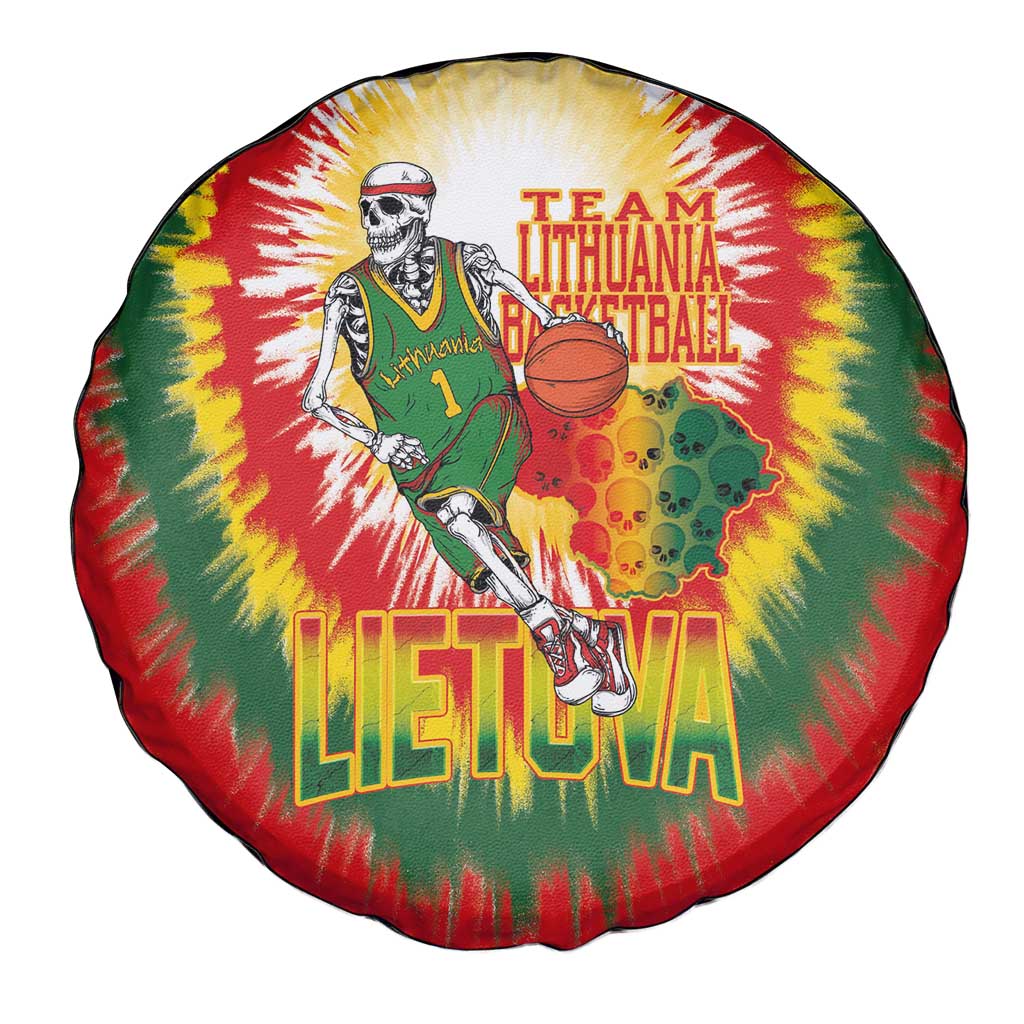 Lithuania Basketball Spare Tire Cover Champions Skeleton of The Baltic Tie Dye Style LT03