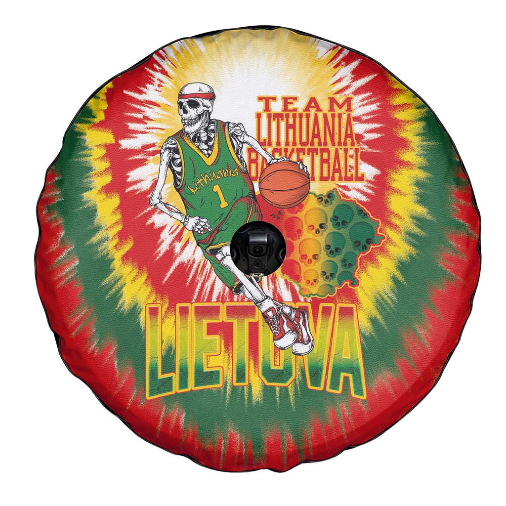 Lithuania Basketball Spare Tire Cover Champions Skeleton of The Baltic Tie Dye Style LT03