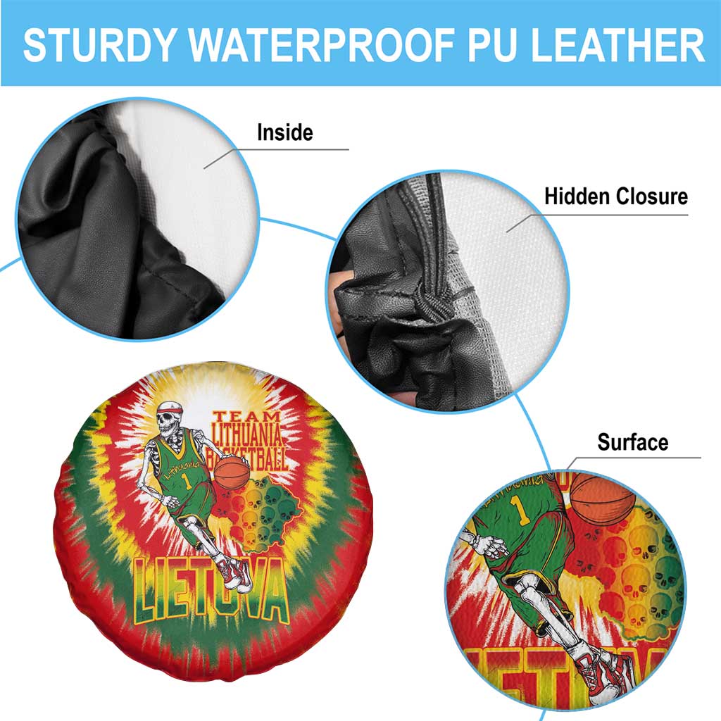 Lithuania Basketball Spare Tire Cover Champions Skeleton of The Baltic Tie Dye Style LT03