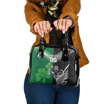 New Zealand And Ireland Rugby Custom Shoulder Handbag Maori Tiki With Shamrock LT05