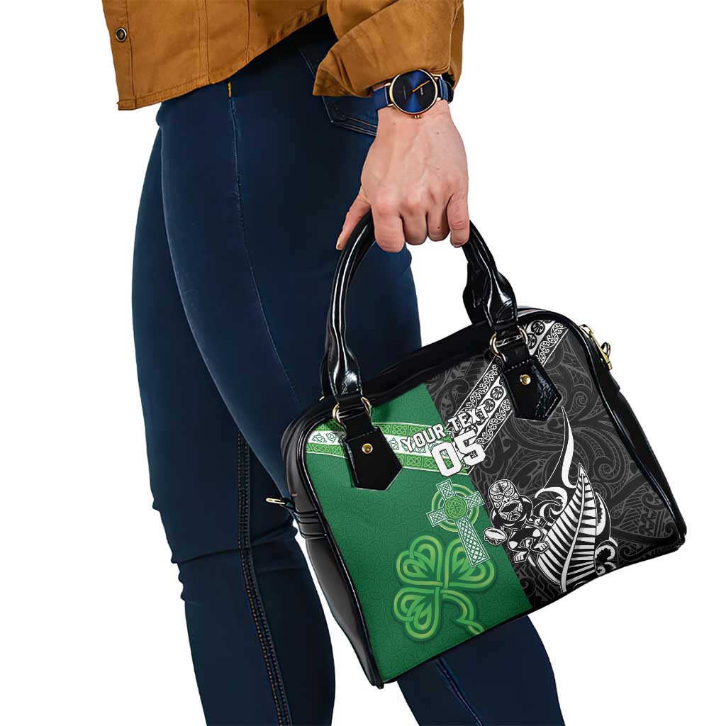 New Zealand And Ireland Rugby Custom Shoulder Handbag Maori Tiki With Shamrock LT05
