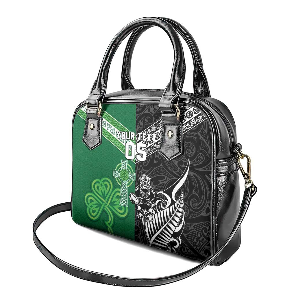 New Zealand And Ireland Rugby Custom Shoulder Handbag Maori Tiki With Shamrock LT05