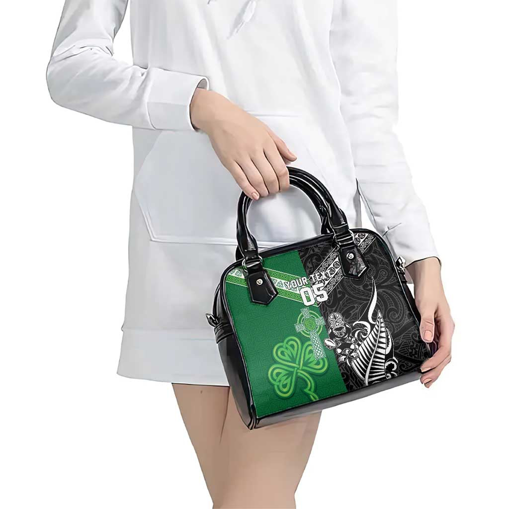 New Zealand And Ireland Rugby Custom Shoulder Handbag Maori Tiki With Shamrock LT05