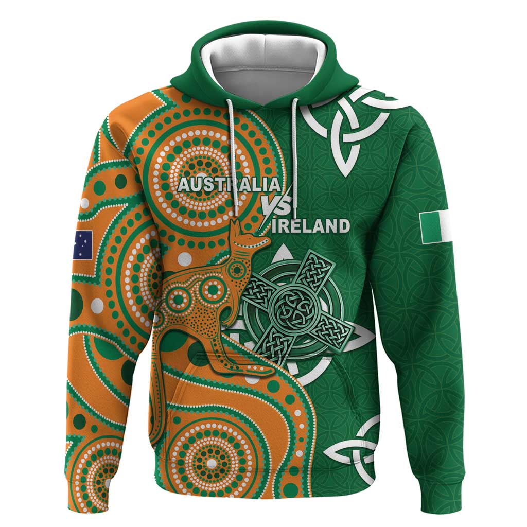 Australia And Ireland Rugby Custom Hoodie Walllabies And Shamrock Together LT05
