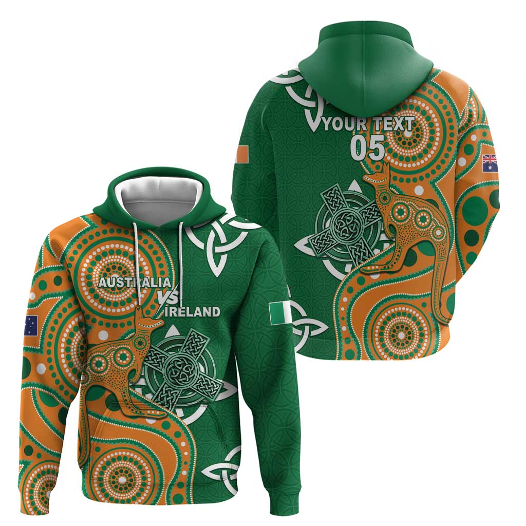 Australia And Ireland Rugby Custom Hoodie Walllabies And Shamrock Together LT05