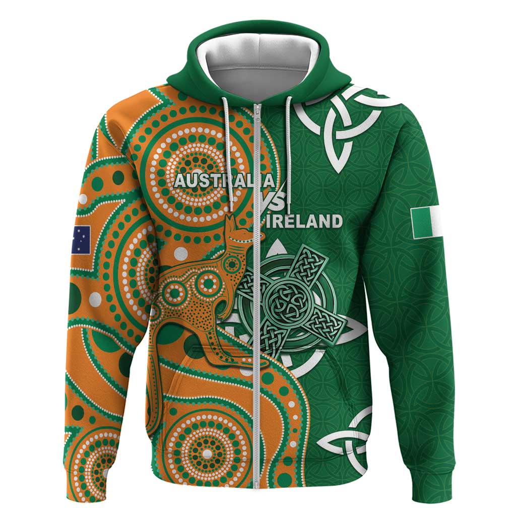 Australia And Ireland Rugby Custom Hoodie Walllabies And Shamrock Together LT05