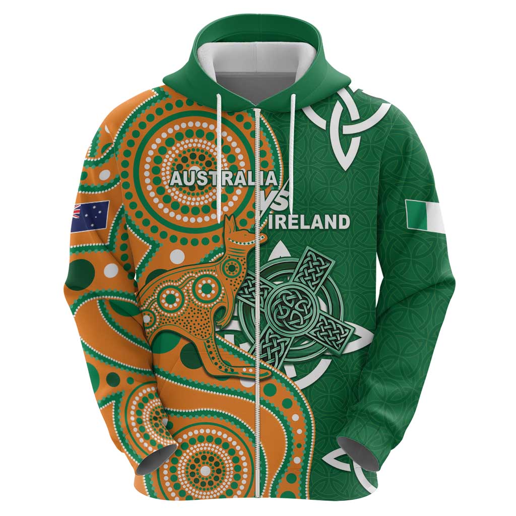 Australia And Ireland Rugby Custom Hoodie Walllabies And Shamrock Together LT05