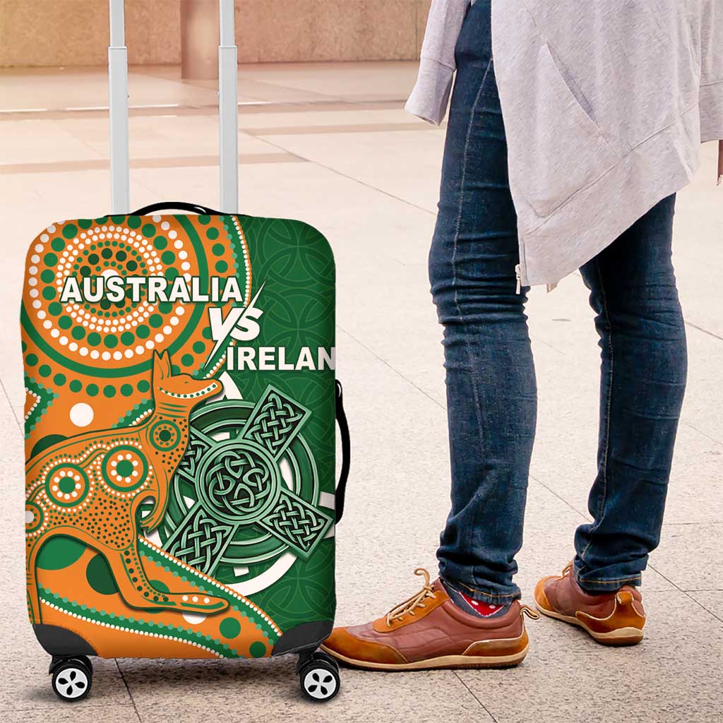 Australia And Ireland Rugby Luggage Cover Walllabies And Shamrock Together LT05