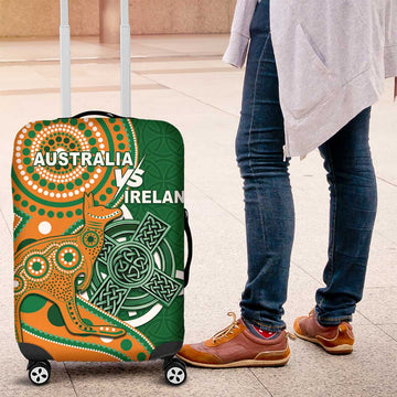 Australia And Ireland Rugby Luggage Cover Walllabies And Shamrock Together LT05
