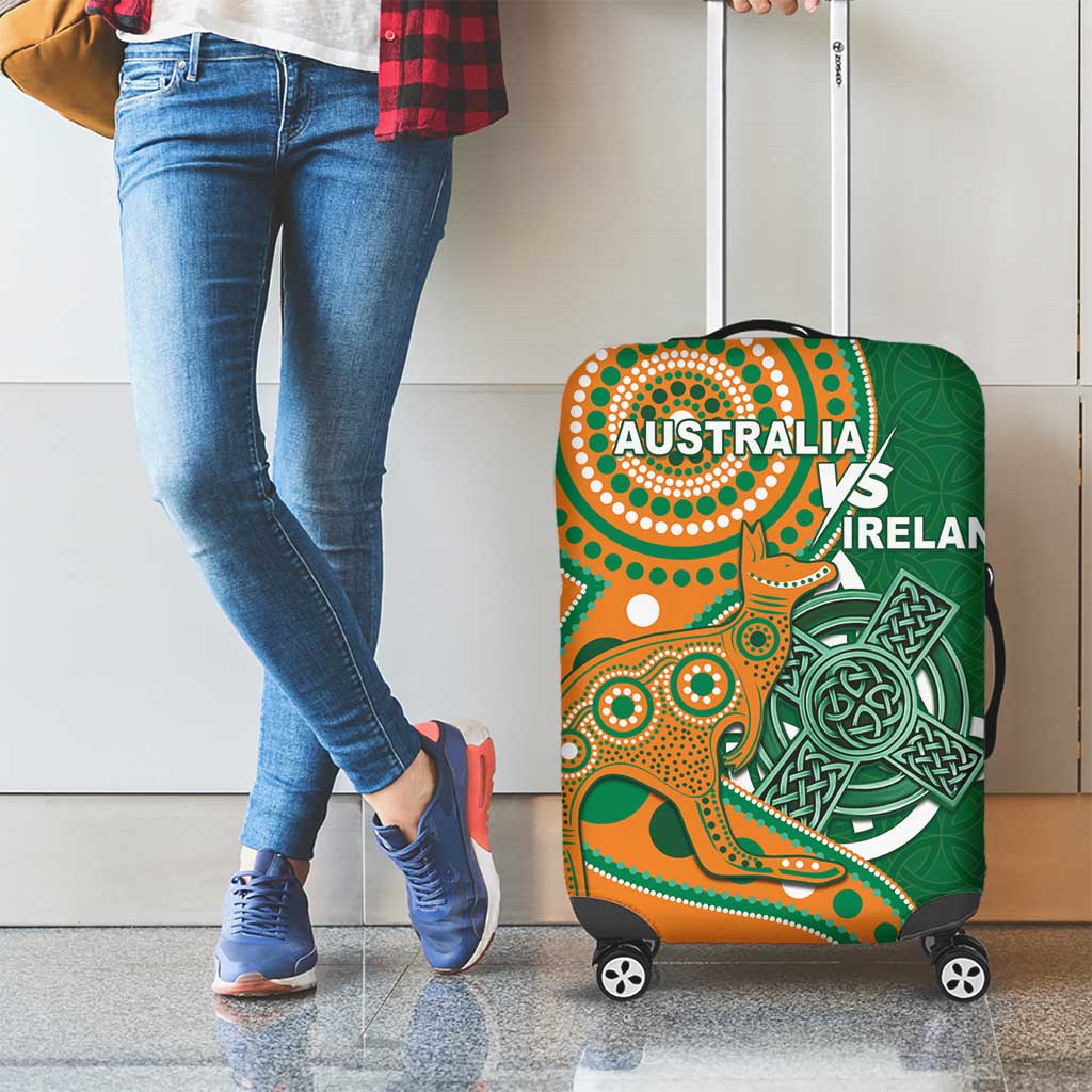 Australia And Ireland Rugby Luggage Cover Walllabies And Shamrock Together LT05