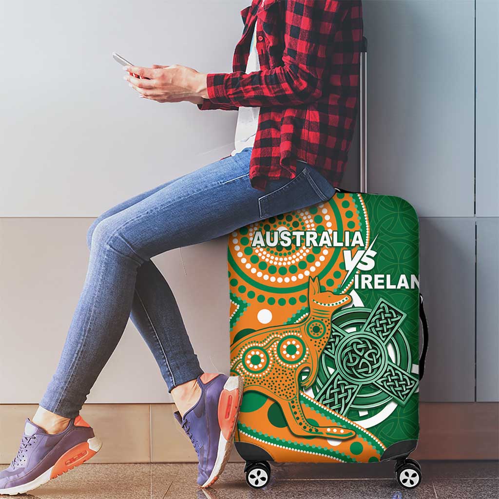Australia And Ireland Rugby Luggage Cover Walllabies And Shamrock Together LT05