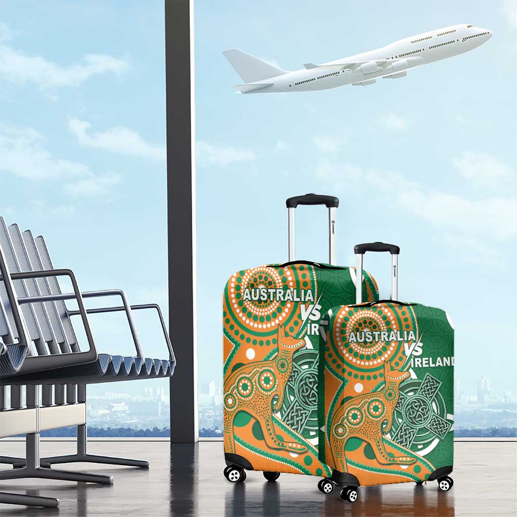 Australia And Ireland Rugby Luggage Cover Walllabies And Shamrock Together LT05