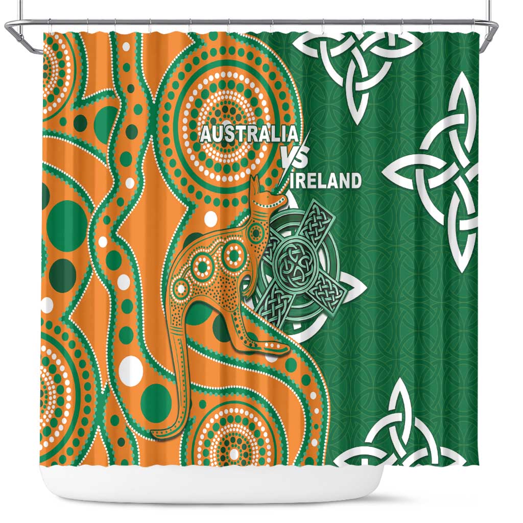 Australia And Ireland Rugby Shower Curtain Walllabies And Shamrock Together LT05