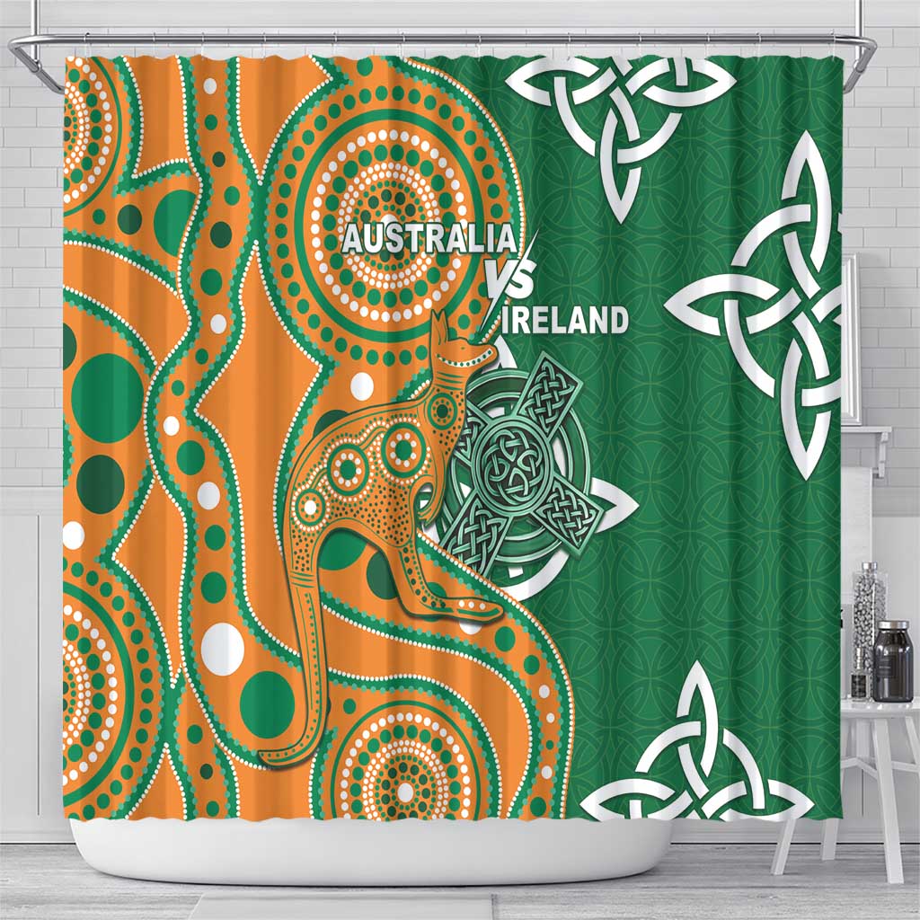 Australia And Ireland Rugby Shower Curtain Walllabies And Shamrock Together LT05