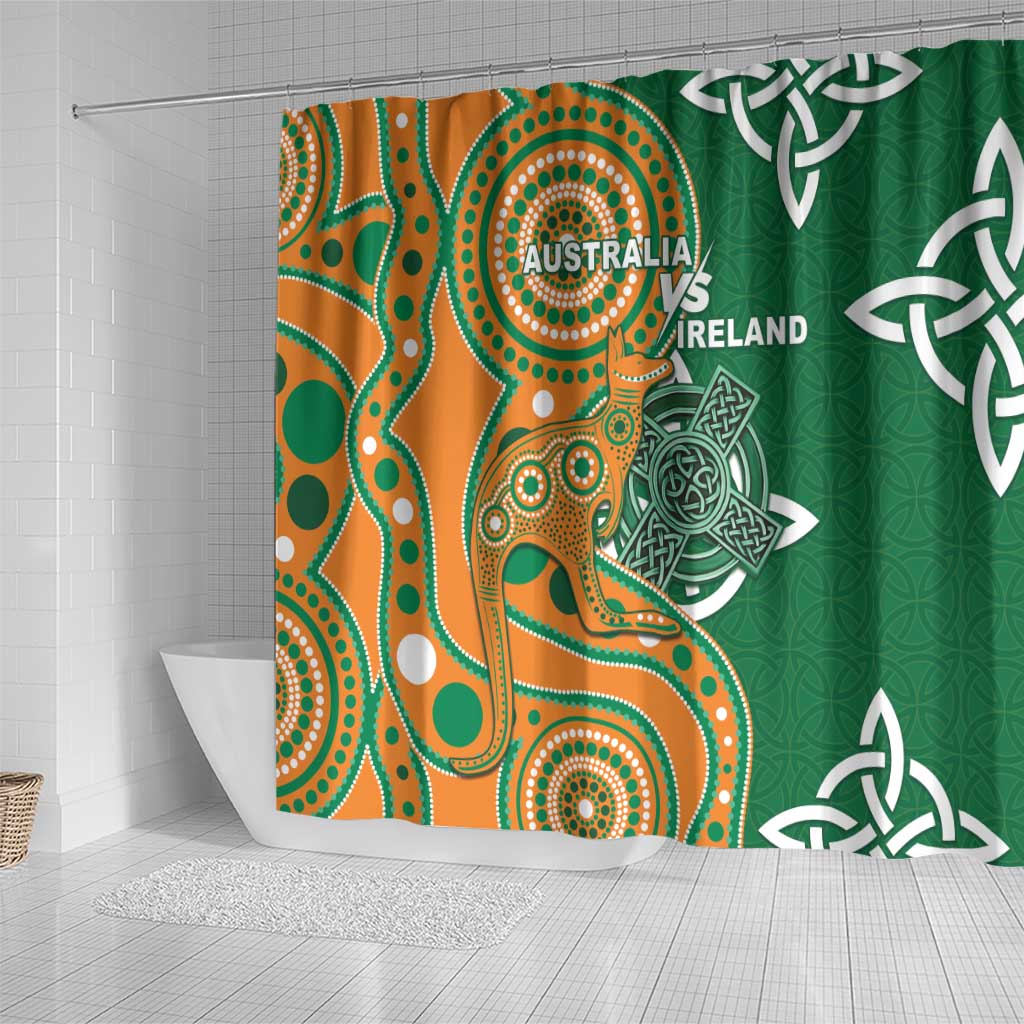 Australia And Ireland Rugby Shower Curtain Walllabies And Shamrock Together LT05