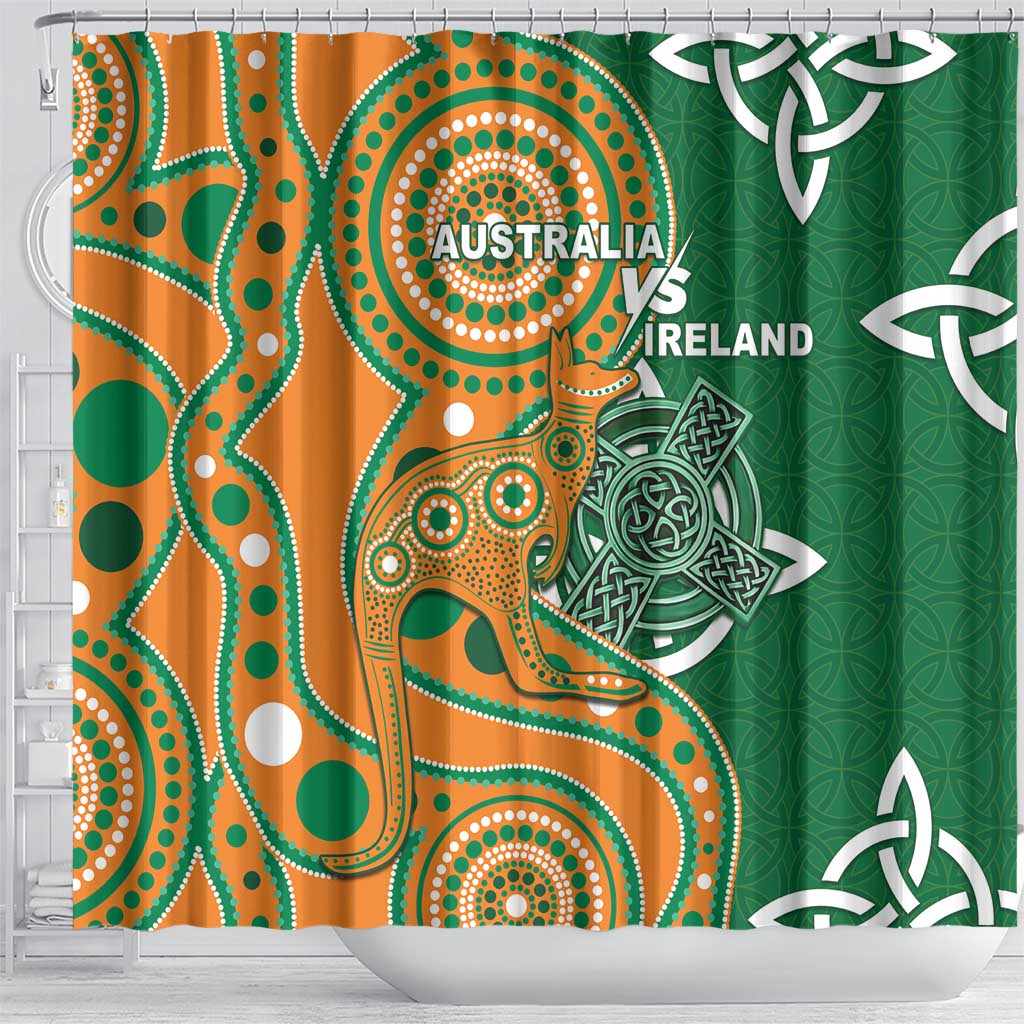 Australia And Ireland Rugby Shower Curtain Walllabies And Shamrock Together LT05