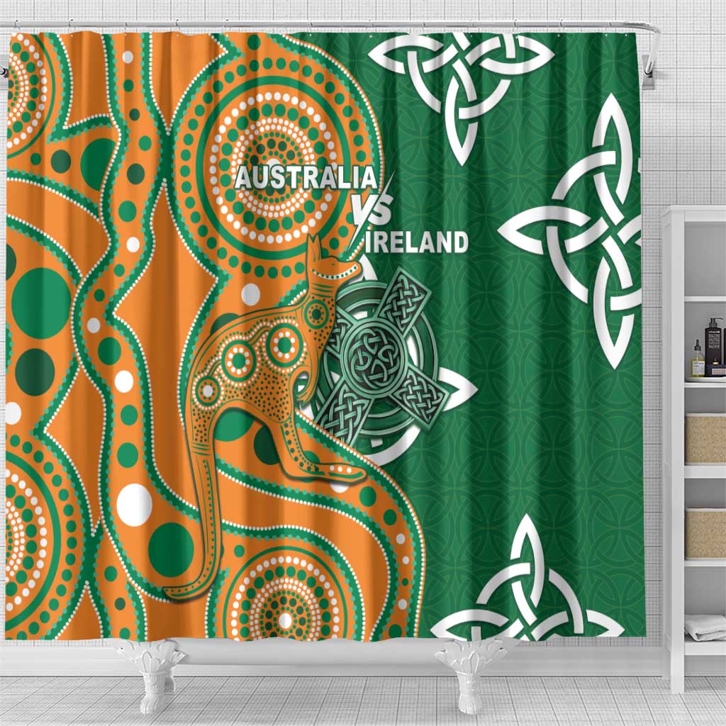 Australia And Ireland Rugby Shower Curtain Walllabies And Shamrock Together LT05