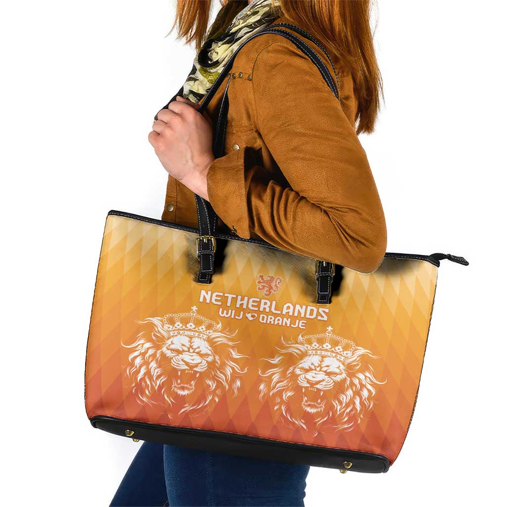 Netherlands 2024 Football Leather Tote Bag Go Champions Oranje Lions LT05