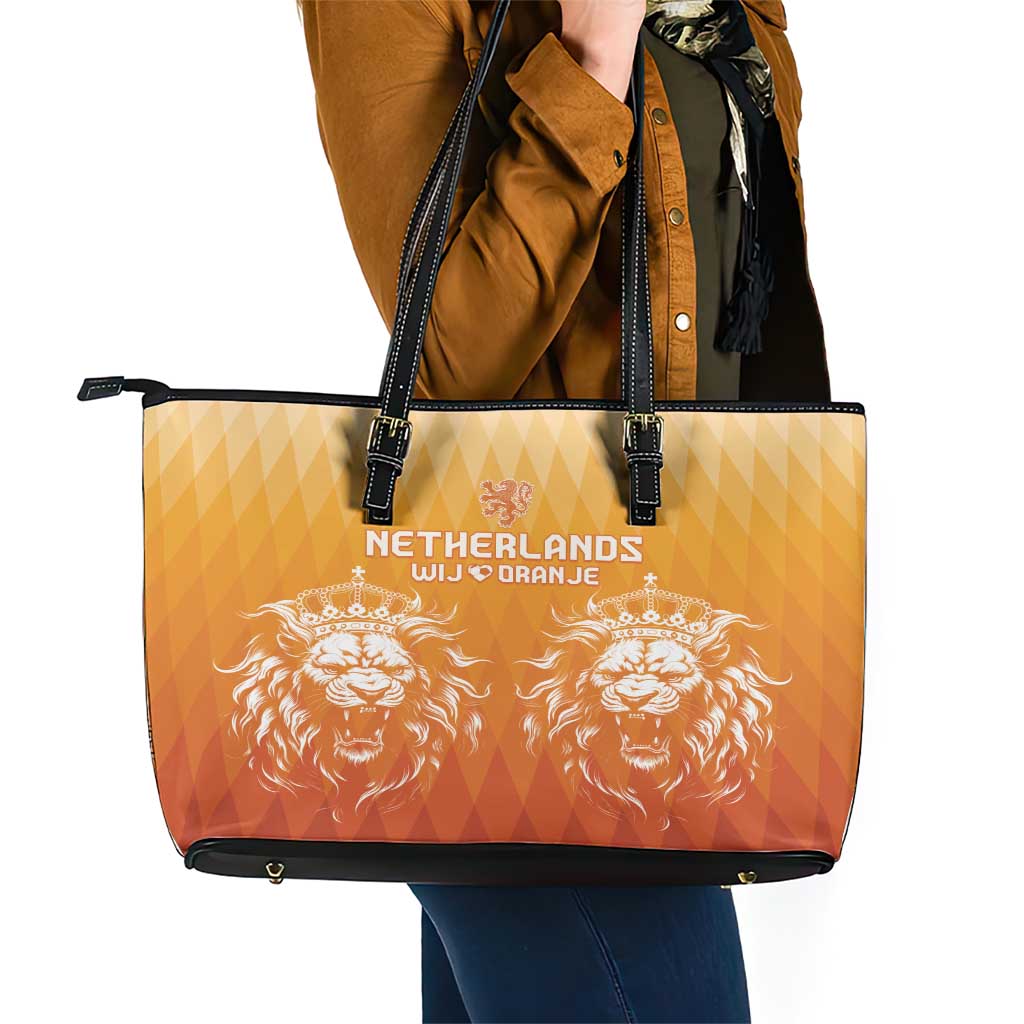 Netherlands 2024 Football Leather Tote Bag Go Champions Oranje Lions LT05
