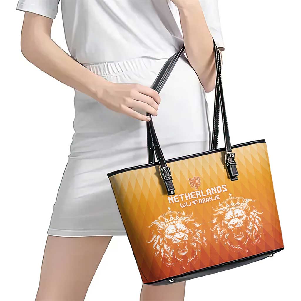 Netherlands 2024 Football Leather Tote Bag Go Champions Oranje Lions LT05