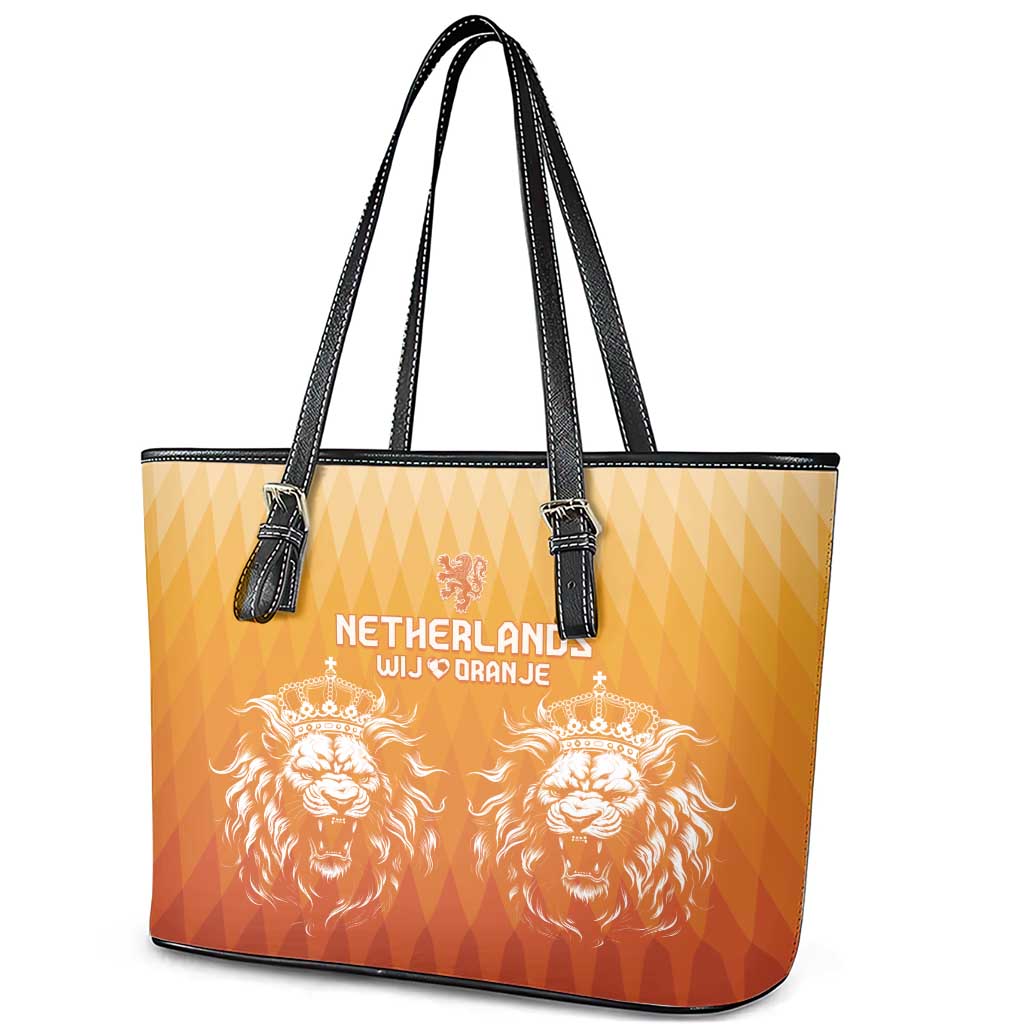 Netherlands 2024 Football Leather Tote Bag Go Champions Oranje Lions LT05