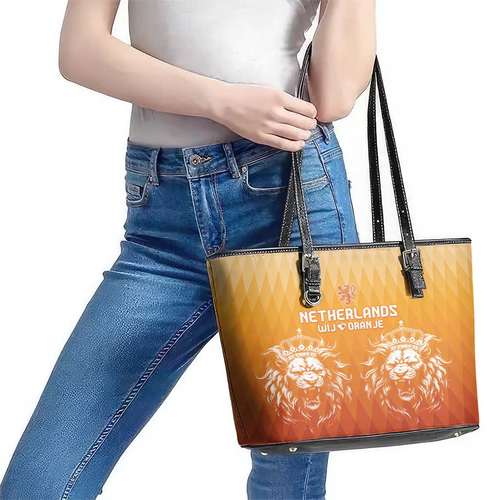 Netherlands 2024 Football Leather Tote Bag Go Champions Oranje Lions LT05