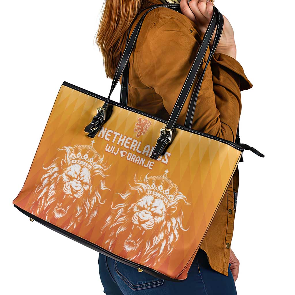 Netherlands 2024 Football Leather Tote Bag Go Champions Oranje Lions LT05