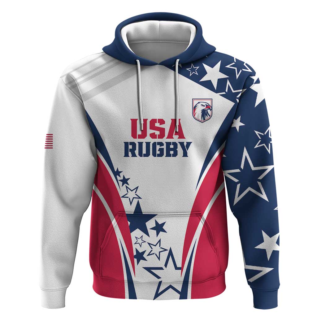 Custom USA Rugby 2024 Hoodie Eagles Reigns Supreme White Version LT05