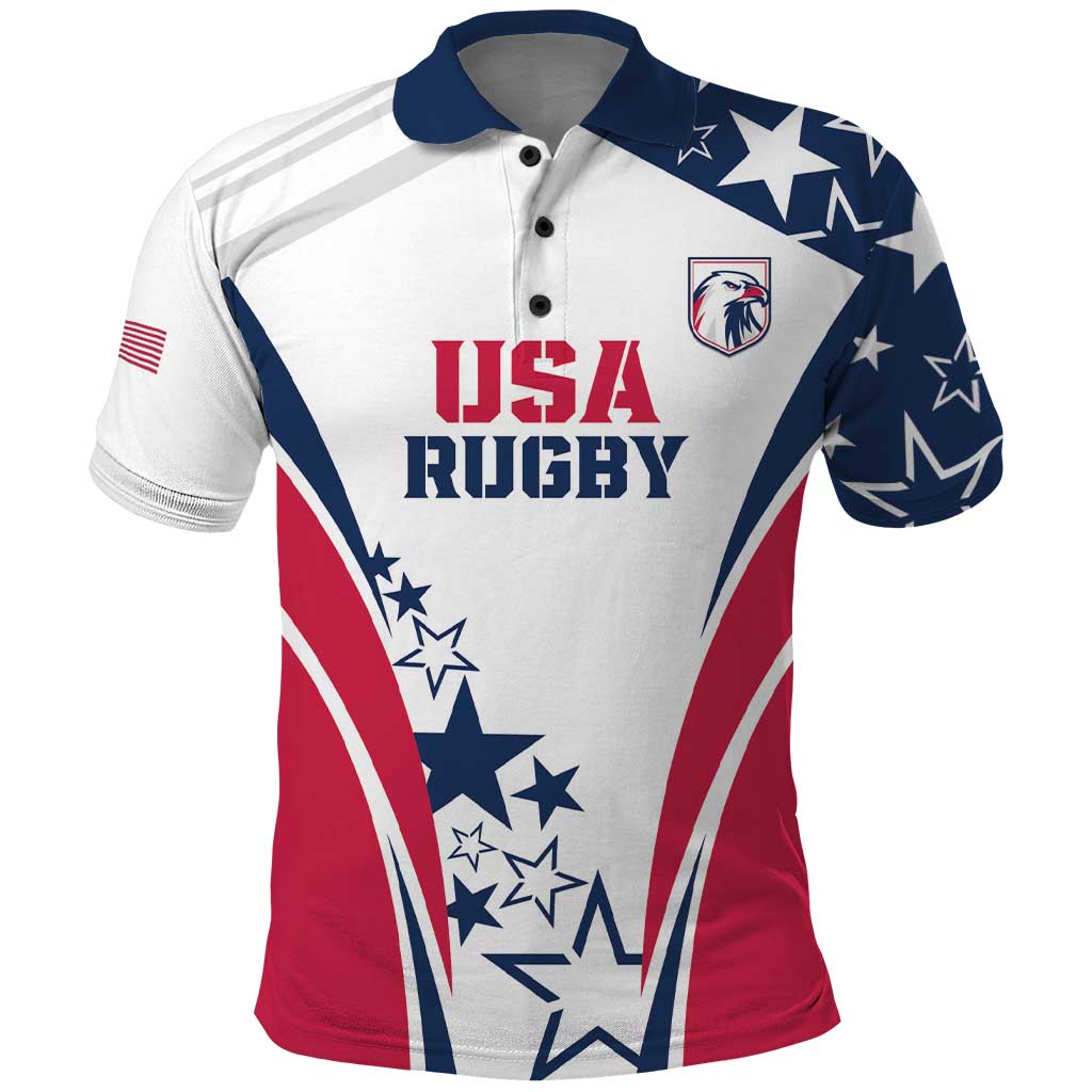 Custom USA Rugby 2024 Polo Shirt Eagles Reigns Supreme White Version LT05