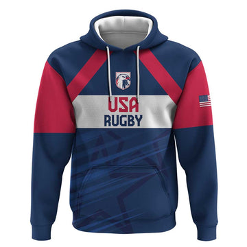 Custom USA Rugby 2024 Hoodie Eagles Reigns Supreme Blue Version LT05