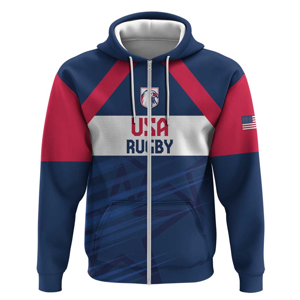 Custom USA Rugby 2024 Hoodie Eagles Reigns Supreme Blue Version LT05