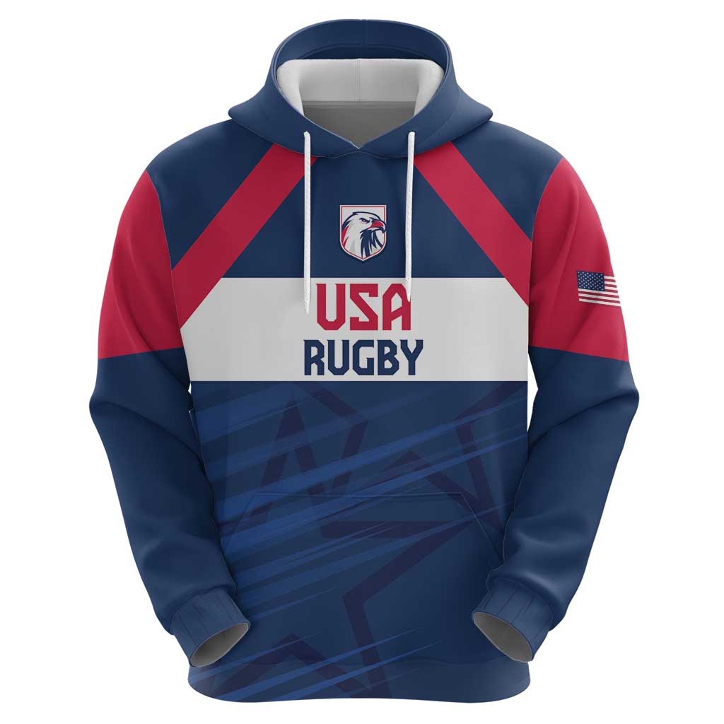 Custom USA Rugby 2024 Hoodie Eagles Reigns Supreme Blue Version LT05