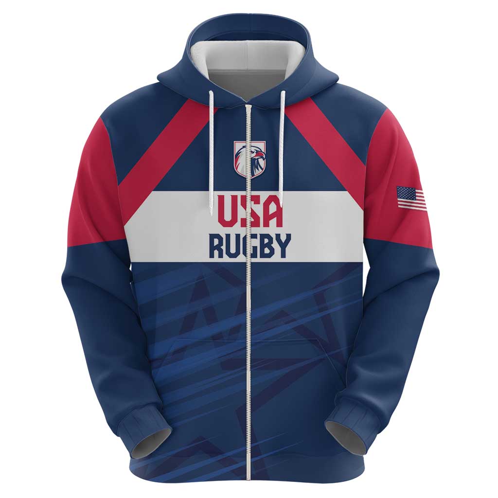 Custom USA Rugby 2024 Hoodie Eagles Reigns Supreme Blue Version LT05