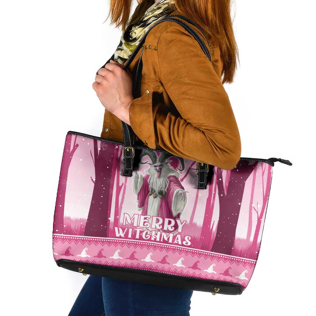 Christmas Naughty Witch Leather Tote Bag Merry Witchmas LT05