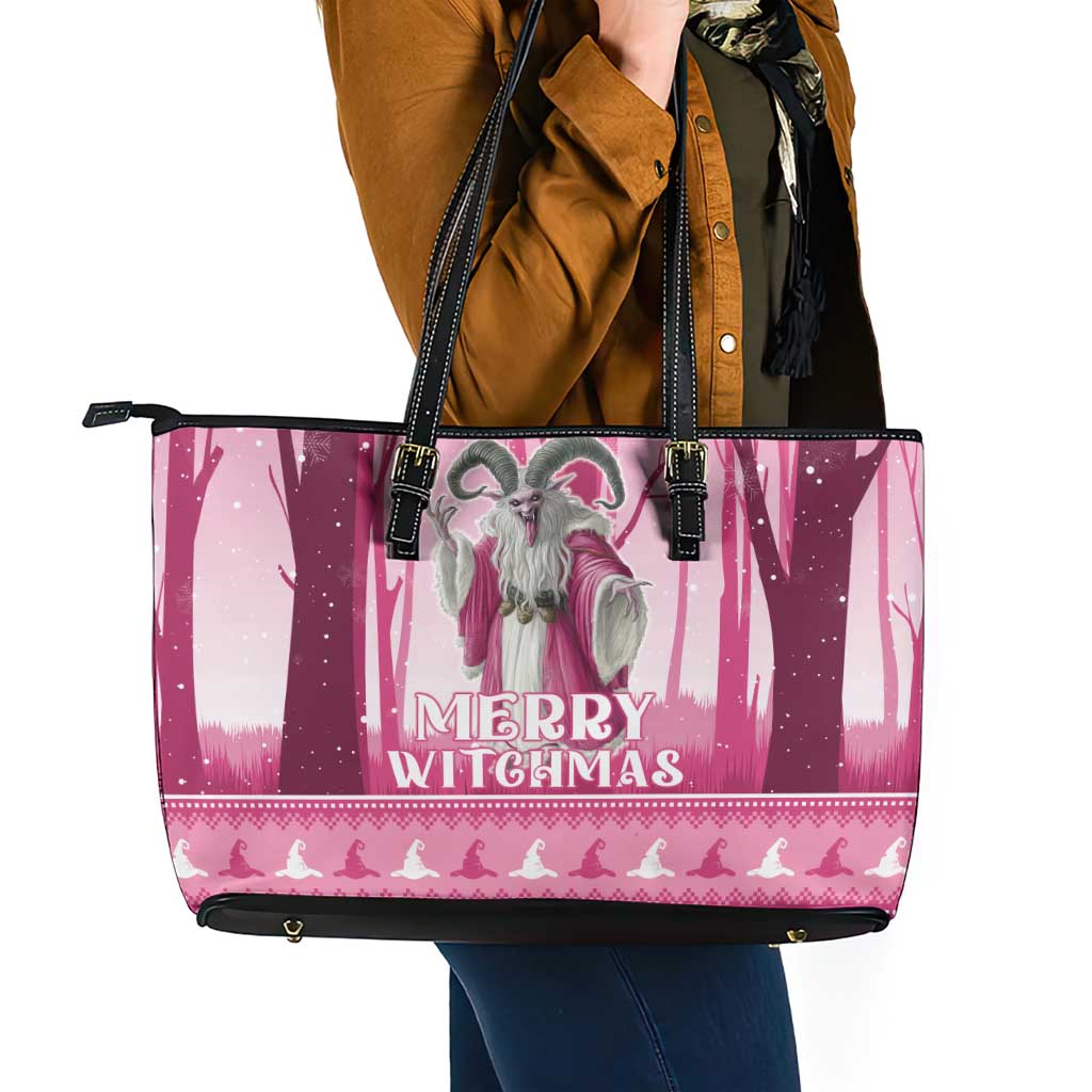 Christmas Naughty Witch Leather Tote Bag Merry Witchmas LT05