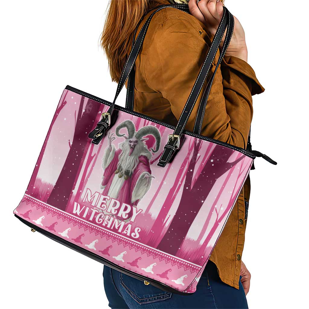 Christmas Naughty Witch Leather Tote Bag Merry Witchmas LT05