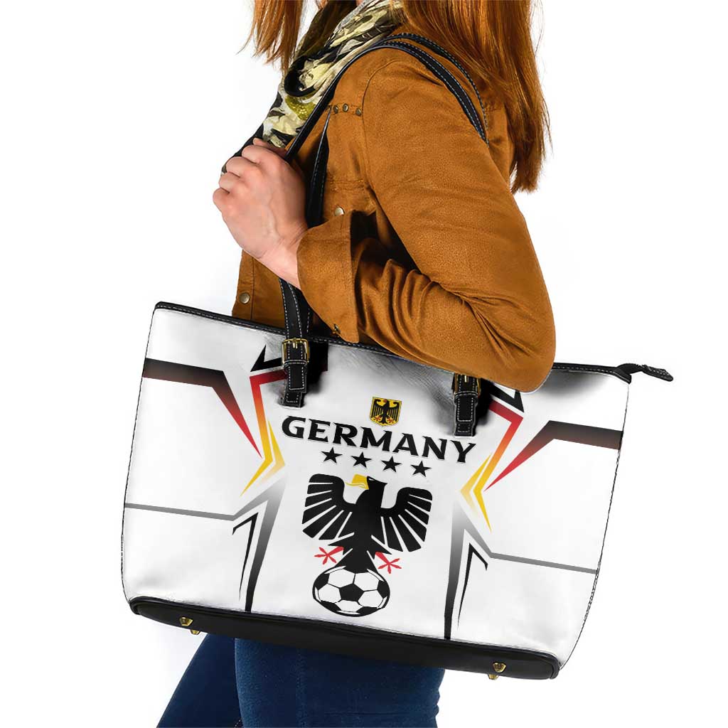 Germany 2024 Football Leather Tote Bag Go Champions Nationalelf White Version LT05
